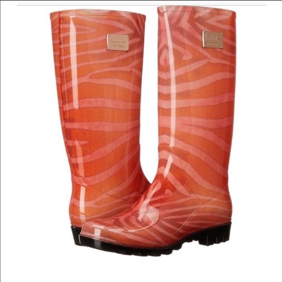 HP! NWT NICOLE MILLER Coral Sashimi Rain Boots - Picture 4 of 8